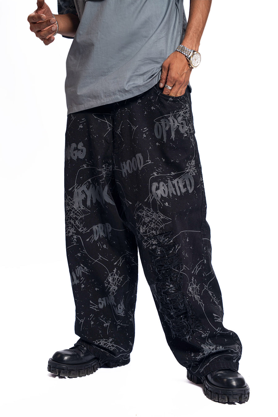 Night Sketch – Wide Leg Black Denim