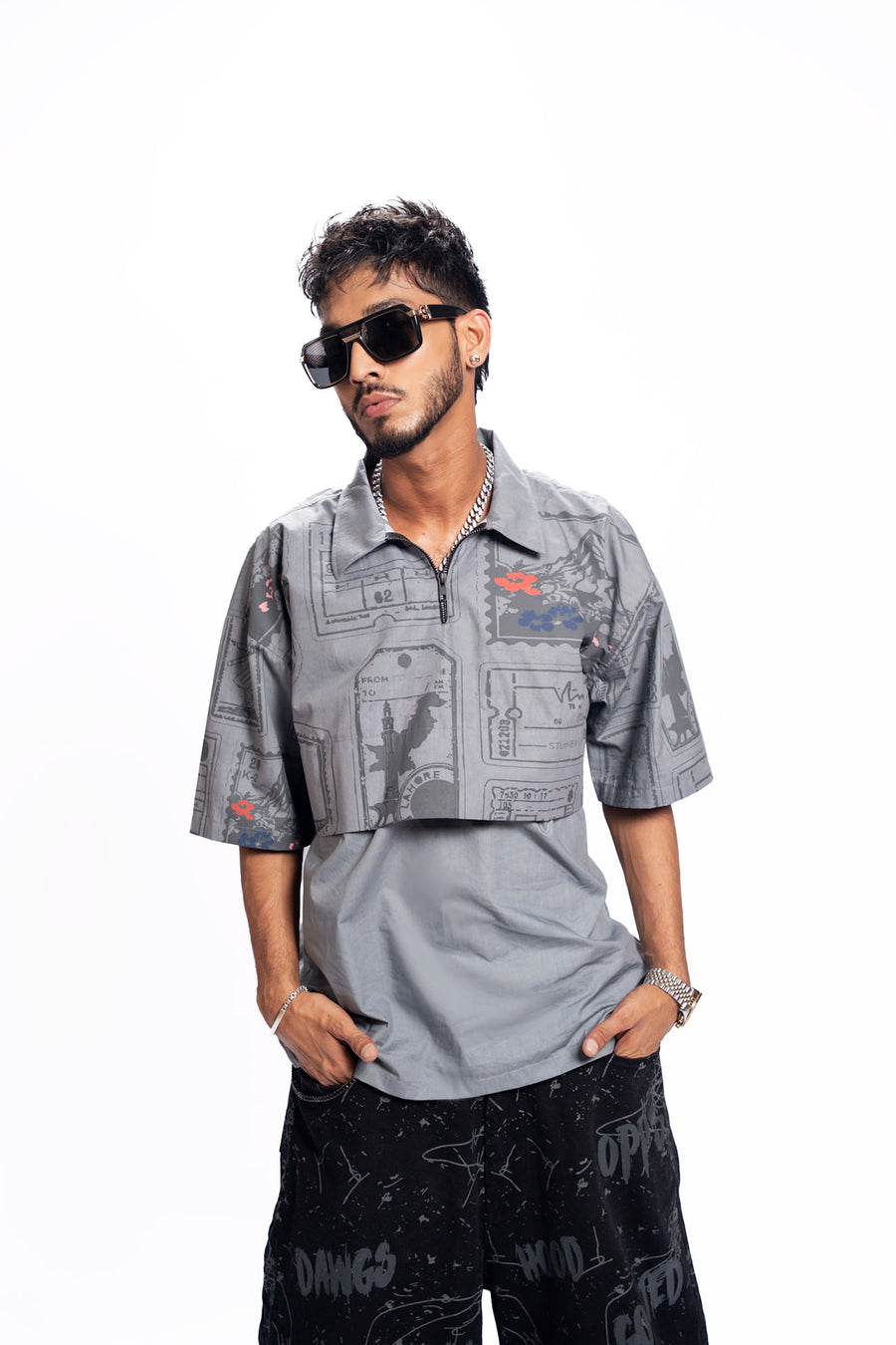 Postcard Tickets from Pakistan – Grey Edition Cotton Shirt