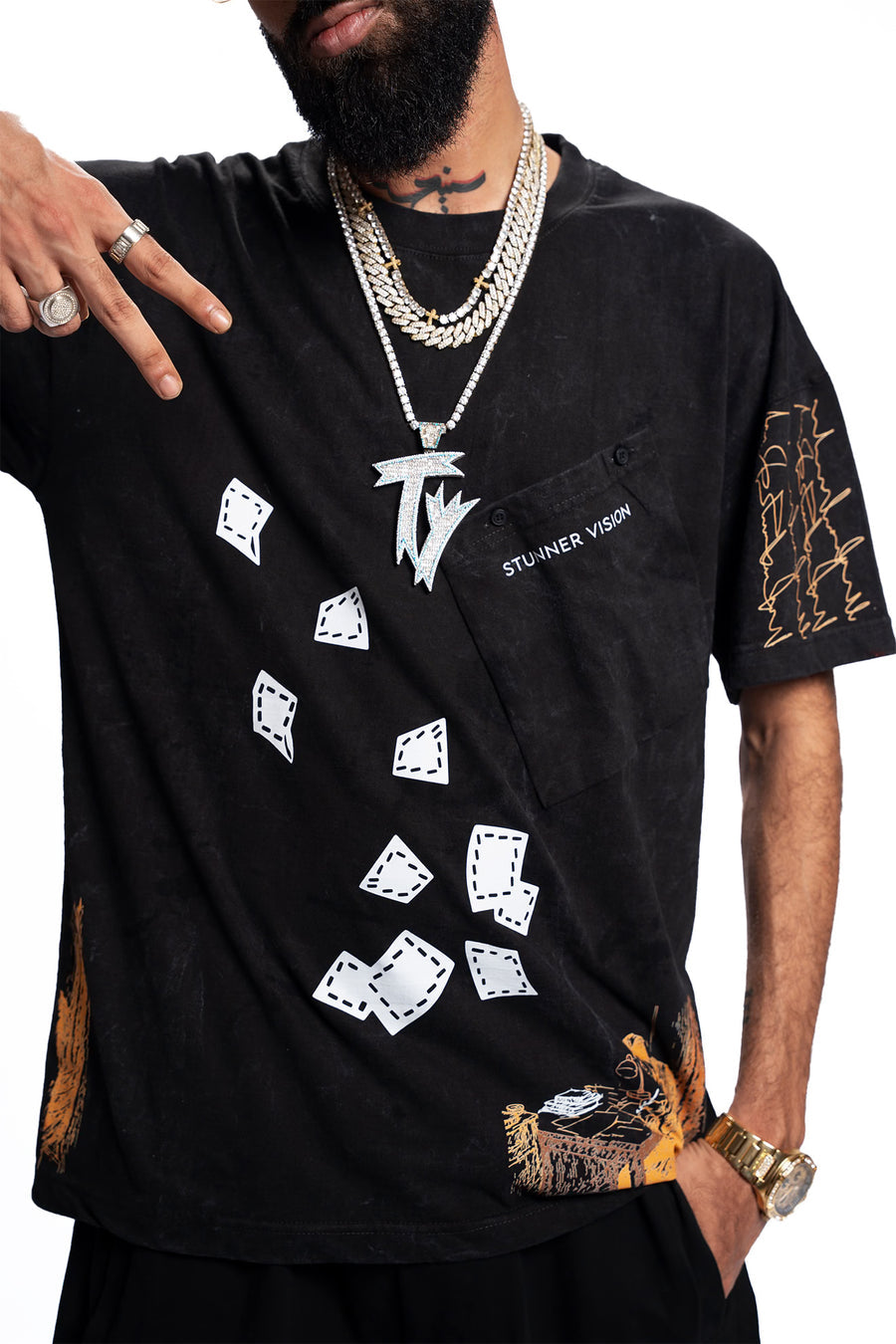 Afsanay – Acid Wash Drop Shoulder