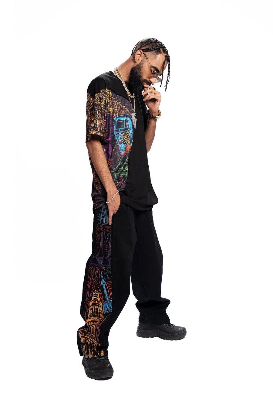 Roadside Story – Line Art Black Wide Leg Trouser