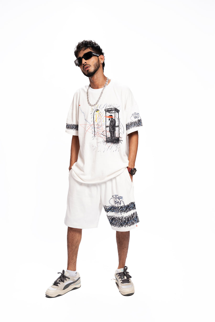 Midnight Booth – Oversized White Shorts