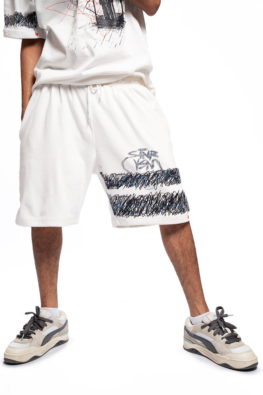 Midnight Booth – Oversized White Shorts