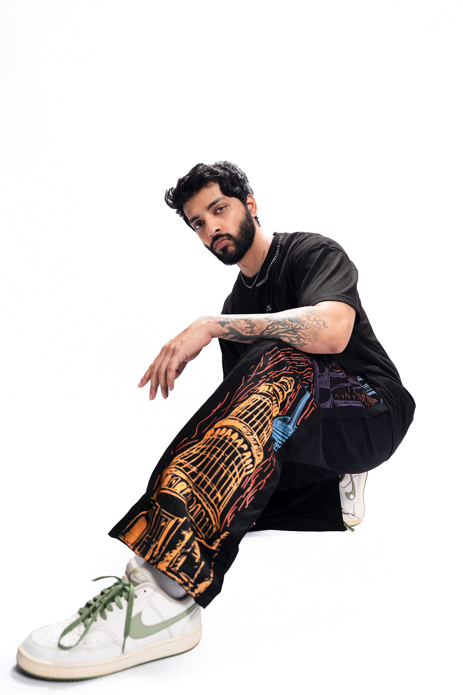 Roadside Story – Line Art Black Wide Leg Trouser